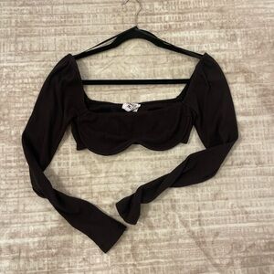 Princess Polly Black Long Sleeve Crop Top